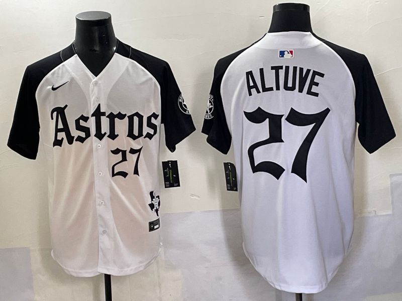 Men 2025 Houston Astros #27 Altuve White Black Five generations Joint Name Nike MLB Jersey style 6->houston astros->MLB Jersey